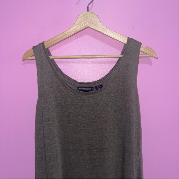 Cynthia Rowley Top Women's Size Large Olive Green Linen Sleeveless Blouse Tank - Picture 2 of 6